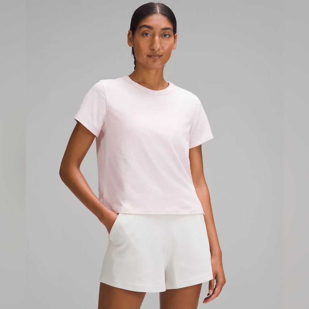 Lululemon Classic-Fit Cotton-Blend T-shirt l flush pink size 8 cropped